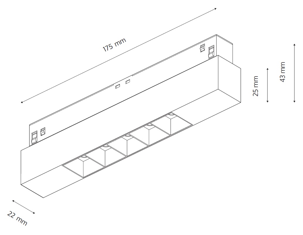 Archlines DOTS 5x1.5W CRI90 3000K 48° DALI, czarny
