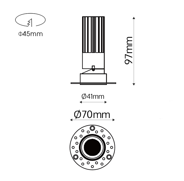 DOT Adjustable 25° LED module, czarny chrom